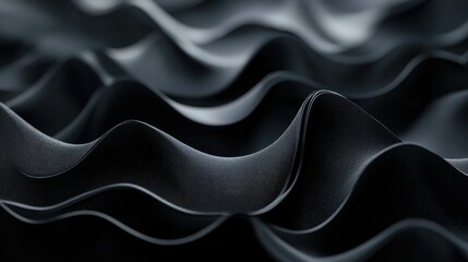 Obraz premium Dark abstract black fabric texture with soft folds and elegant waves, perfect for luxury backgrounds