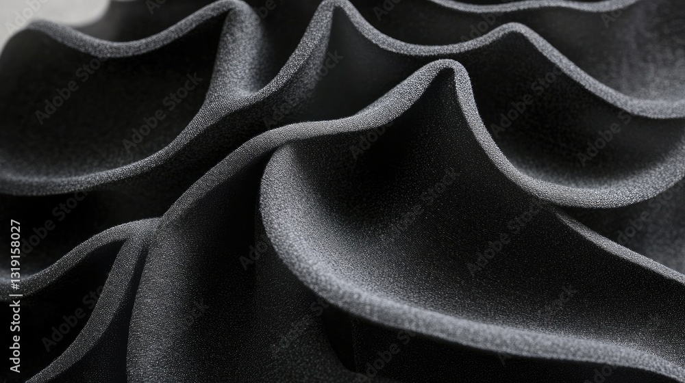 Poster dark abstract fabric folds with deep shadows and smooth, elegant textures