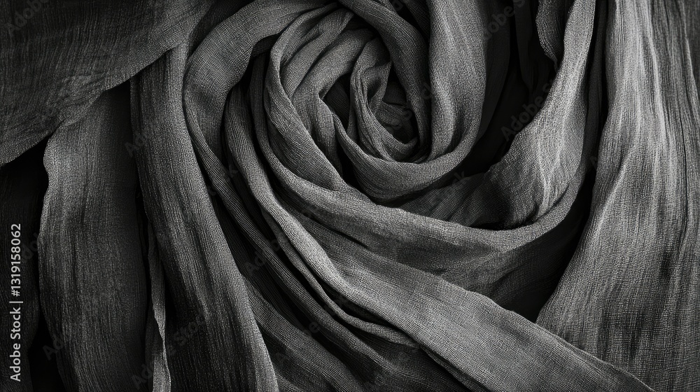 Poster dark fabric folds creating dynamic depth and texture, perfect for moody backgrounds