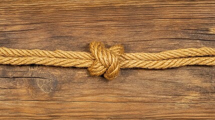 Obraz premium Rope knot tied on rustic wood background