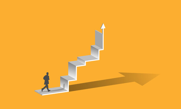 The concept of successful economic growth of a business,
 moving up the career ladder. Vector image