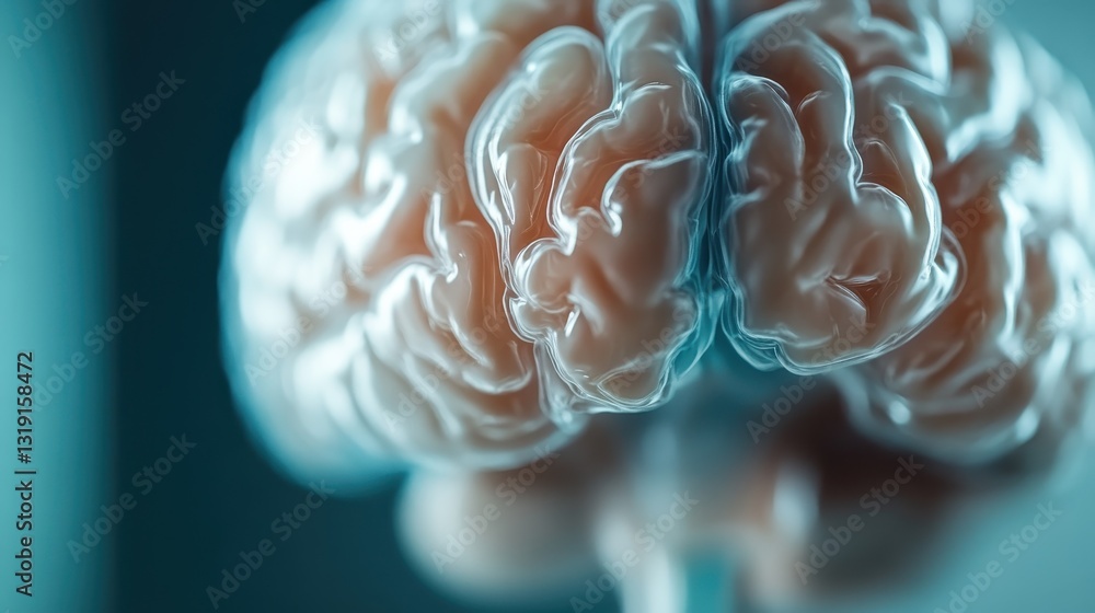 Poster an artistic rendering of two halves of a human brain emphasizes the intricate details and the connec