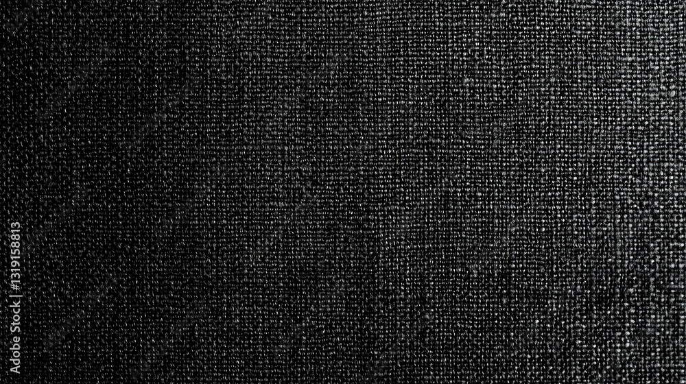 Poster Detailed black fabric canvas texture with fine weave patterns, perfect for subtle and elegant backgrounds