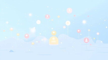 flat illustration of an online social network map with people icons