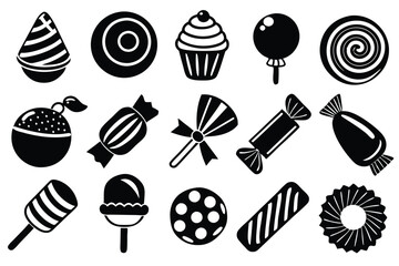 Sweet candy icon set. Simple set of sweet candy vector icons for web design on white background