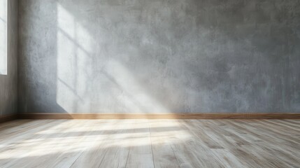 A well-lit room featuring natural light streaming through the window, illuminating textured walls and wooden flooring that create a welcoming, serene ambiance.