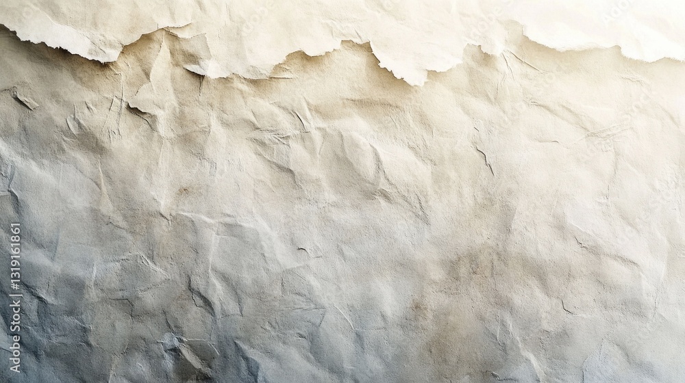 Poster highlighting the beauty of a crumpled paper surface, this composition reveals elegant textures and t