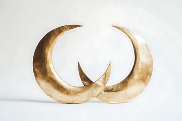 Golden Crescent Sculptures: Modern Abstract Art