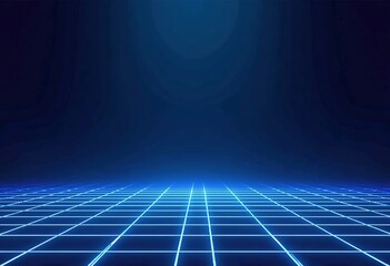 High-Resolution Neon Blue Grid Design: Minimalist Digital Art Featuring Deep Navy-Blue and Purple Squares with Glowing White Outlines, Ideal for Game Interface Backdrops and Animation Projects.

