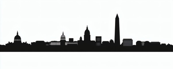 Obraz premium Silhouette depiction of multiple significant buildings in a city