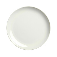 A plain, white dinner plate with a smooth surface and circular shape. isolated on white background.