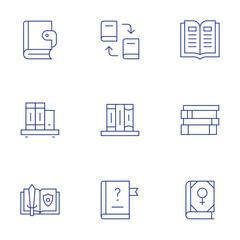 Book icons set. Thin Line style, editable stroke. book, books, historical, exchange