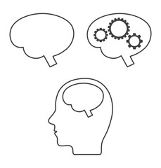 brain in head with gears mechanism icon