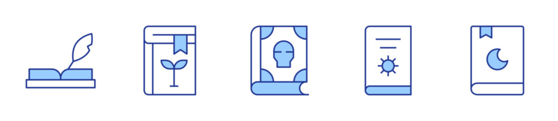 book, spell book, baby book, manual book. Book Icon vector illustration. Line Duotone style. Editable stroke