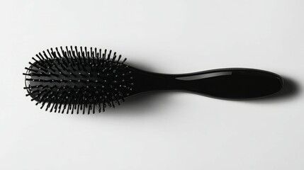 Sleek black hairbrush on white background.