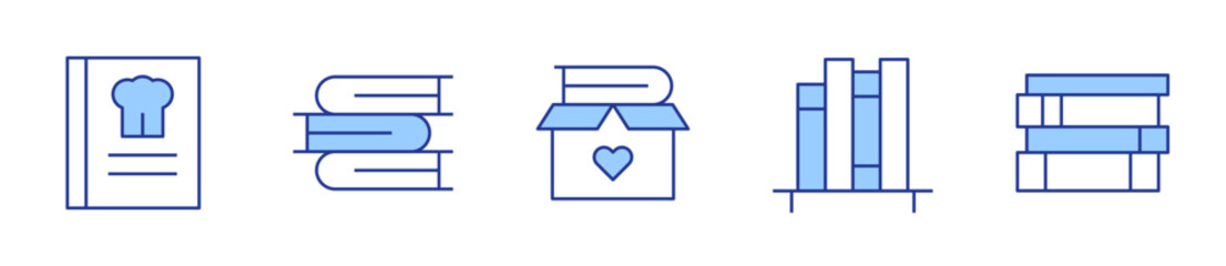 cook book, book shelf, book, books. Book Icon vector illustration. Line Duotone style. Editable stroke
