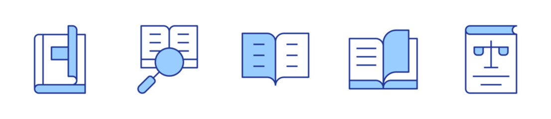 law book, open book, book, learning. Book Icon vector illustration. Line Duotone style. Editable stroke