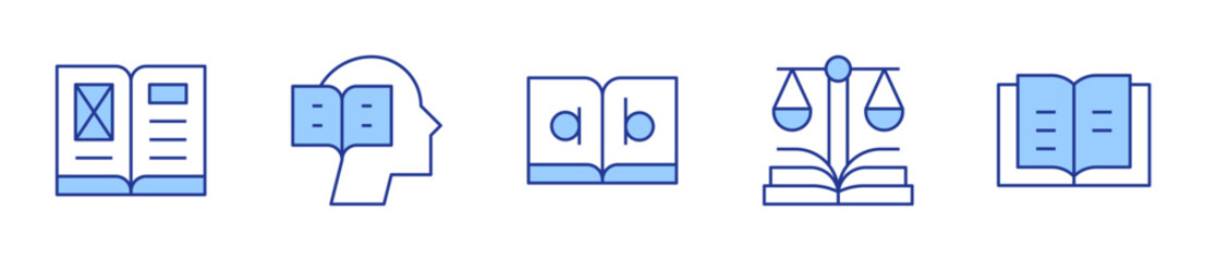 open book, law book, book, read, reading. Book Icon vector illustration. Line Duotone style. Editable stroke