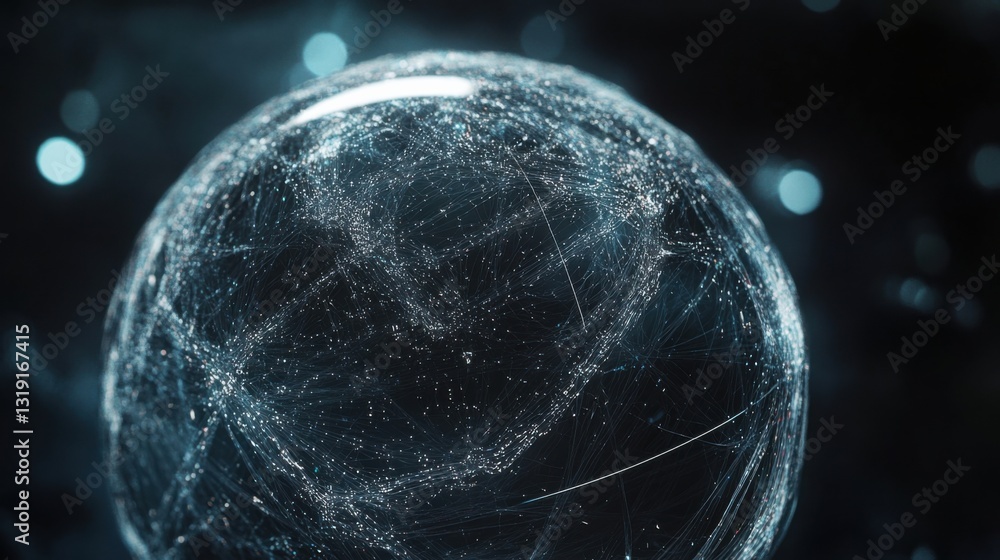 Poster a sphere with a lot of lines and dots