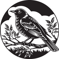 Obraz premium common nightingale bird silhouette printable design