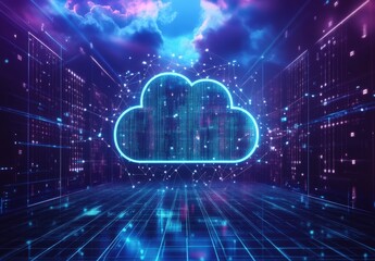 A cloud migration project, with IT professionals moving data to cloud platforms, emphasizing the role of cloud computing and SaaS in modernizing IT infrastructure