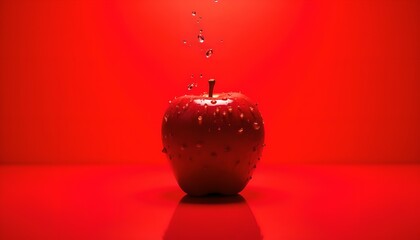 red apple on a red background