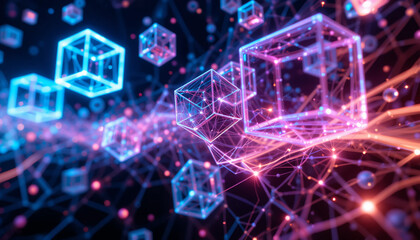 Obraz premium Luminous cuboid as a digital background