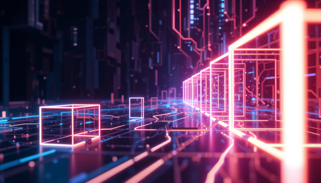 Luminous cuboid as a digital background