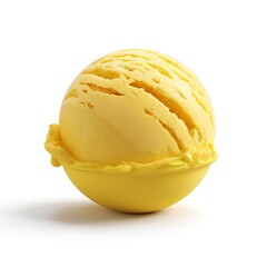 A vibrant yellow scoop of lemon ice cream in a matching bowl, radiating freshness and summer vibes.