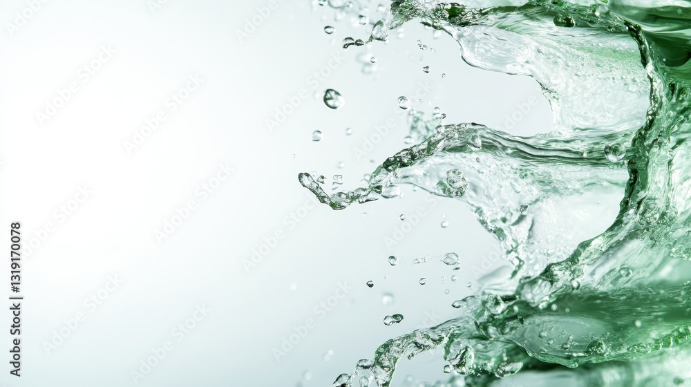 Poster this image showcases a vivid splash of water, highlighted by bright green tones, emphasizing movemen