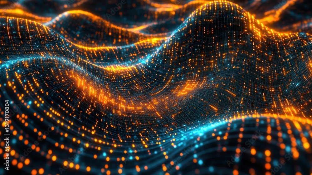Aufkleber a computer generated image of a wave of glowing lights