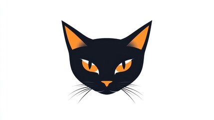 Obraz premium Black cat Halloween spooky face icon
