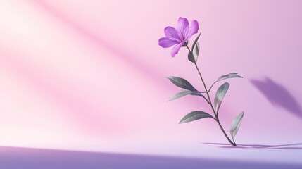 Naklejka premium 3D Rendered Purple Flower on Pastel Background