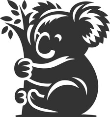 Koala hugging a tree trunk tightly animal vector
