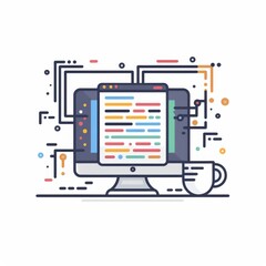 Sleek software engineering icon on white background version 6