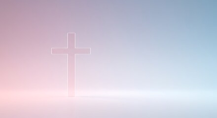 Obraz premium Minimalist Cross Design on Soft Gradient Background for Spiritual Reflection
