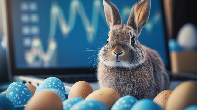 easter eggs , bunny and stock market price data
