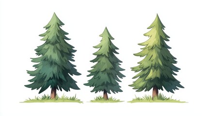 Obraz premium A majestic dark green pine tree towers with a robust, curving trunk anchoring its peak to base. Its needle-laden branches sway gracefully, capturing nature's essence in vibrant detail