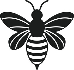 Spring Honeybee - Elegant Black Silhouette Vector Illustration