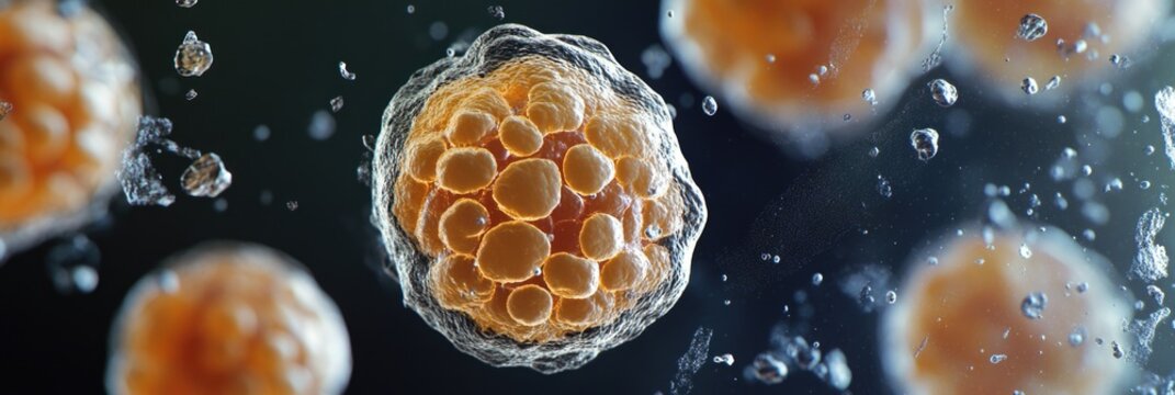 This image captures the microscopic view of a developing egg in a SEM. The structure indicates early stages of cellular division and growth, which eventually leads to hatching.