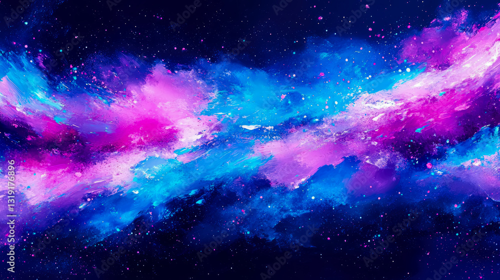 Poster abstract universe: cosmic nebula of star dust and light streams in deep space