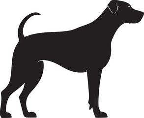 Black Silhouette of a Great Dane Standing in a Majestic and Alert Pose - Vector Art