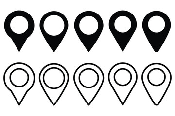 Location icon set. Location pin icon. map pin icon.  location pointer icon symbol in flat style. Location pin icon, Navigation sign. vector illustration eps 888.