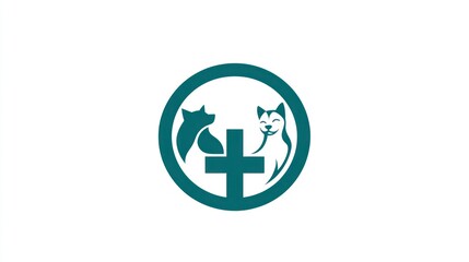Obraz premium Veterinary Clinic Logo with Dog and Cat
