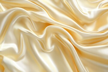 Obraz premium Gold golden champagne vanilla pearl white abstract background. Silk satin fabric. Curtain drapery current wave crease. Pastel soft light.