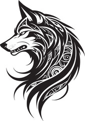 Fototapeta premium Intricate Stylized Wolf Head Vector Illustration with Detailed Line Work