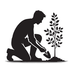 Vibrant Gardener silhouette, filling spaces with lush greenery - Gardener illustration - Minimalist Gardener vector - Profession silhouette
