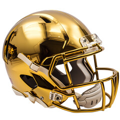 Fototapeta premium A gold American football helmet with a transparent background, in a PNG