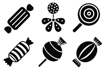 set of silhouette sweet candy vector icons