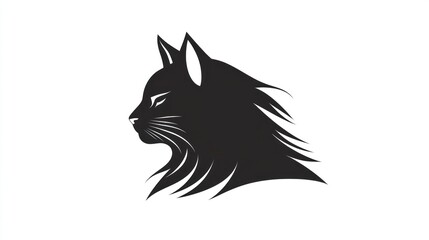 Obraz premium Black cat profile silhouette, elegant design, stock photo